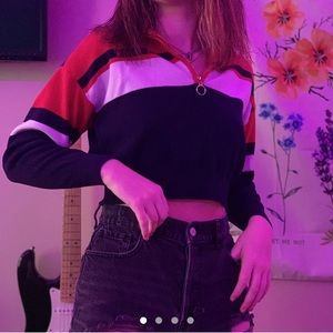 KENDALL + KYLIE navy, red, and white sweater